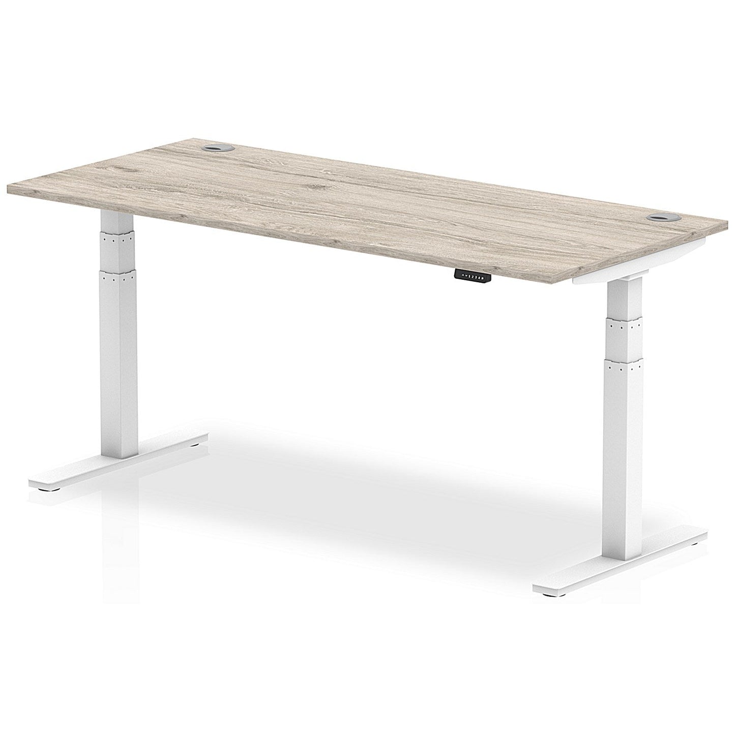 Air 1800mm Rectangular Height-Adjustable Desk, White Leg, Grey Oak Easy2Order : HA01176