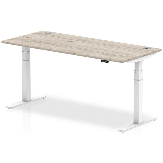 Air 1800mm Rectangular Height-Adjustable Desk, White Leg, Grey Oak Easy2Order : HA01176