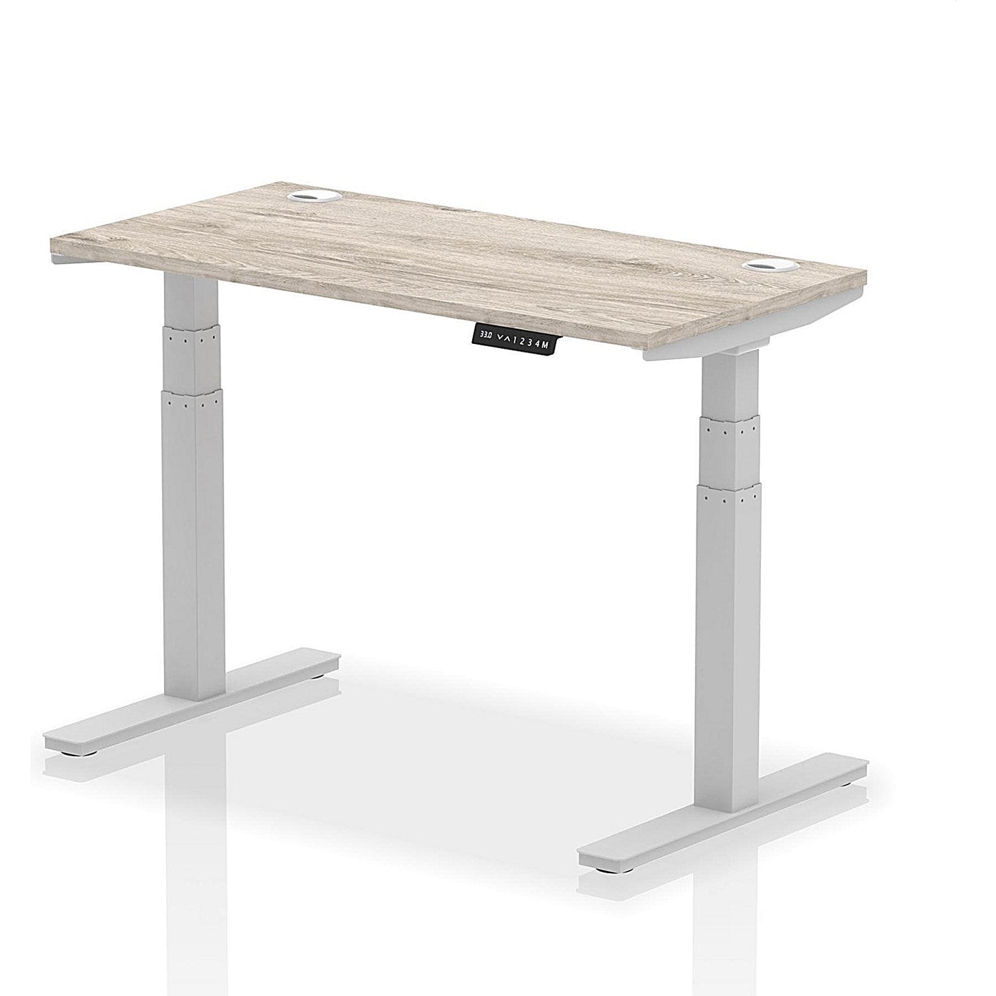 Air 1200mm Slim Rectangular Height-Adjustable Desk, Silver Leg, Grey Oak Easy2Order : HA01177