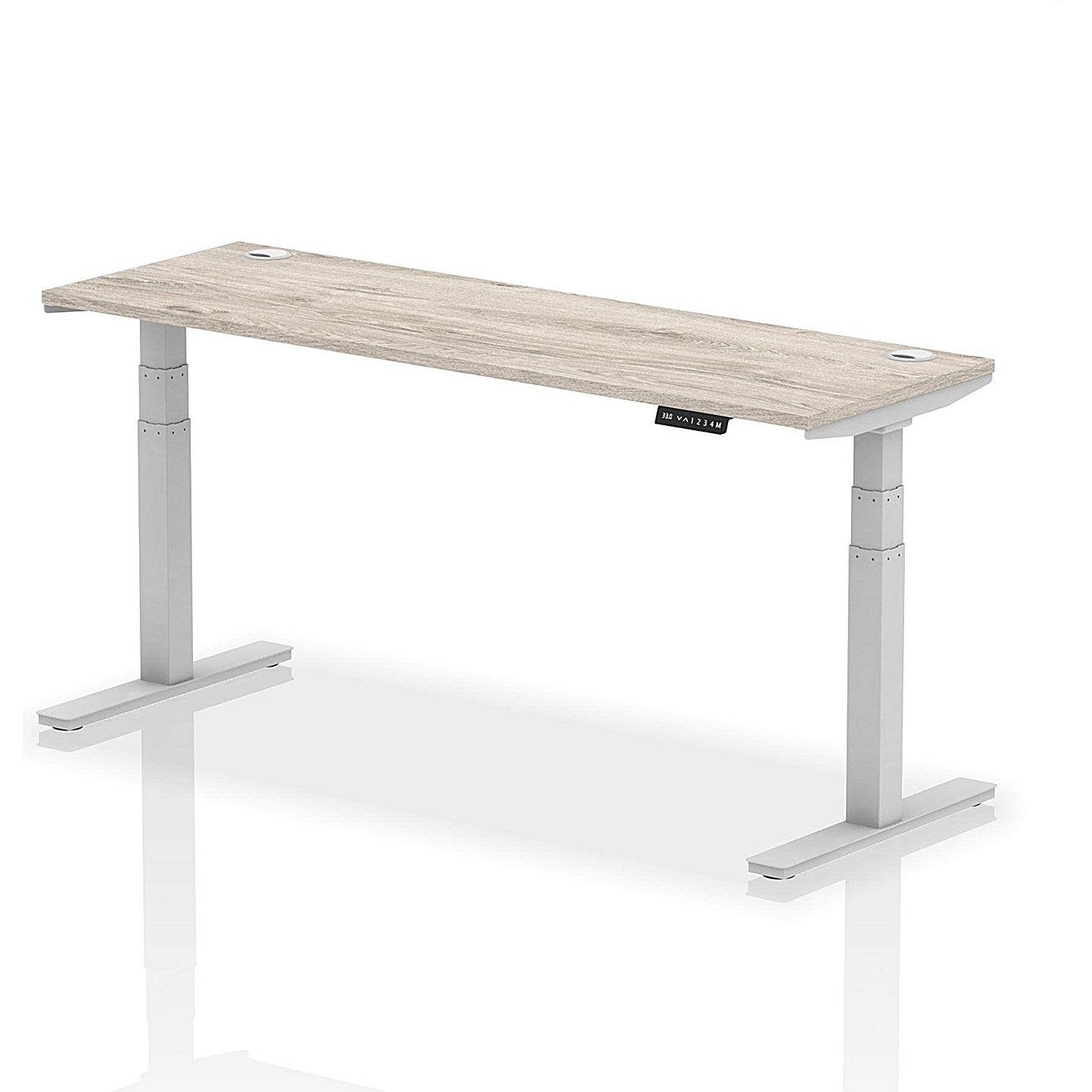 Air 1800mm Slim Rectangular Height-Adjustable Desk, Silver Leg, Grey Oak Easy2Order : HA01180
