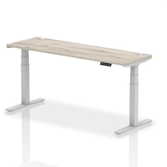 Air 1800mm Slim Rectangular Height-Adjustable Desk, Silver Leg, Grey Oak Easy2Order : HA01180