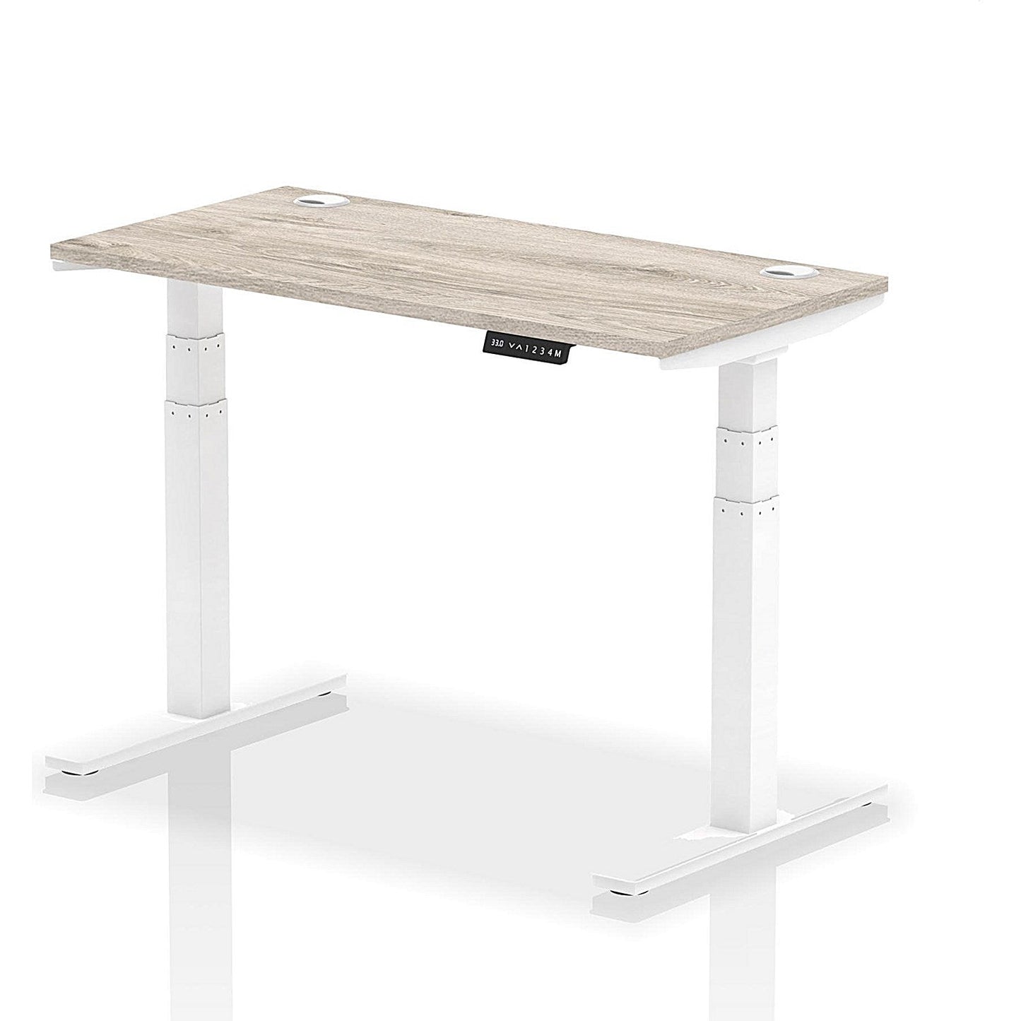 Air 1200mm Slim Rectangular Height-Adjustable Desk, White Leg, Grey Oak Easy2Order : HA01181