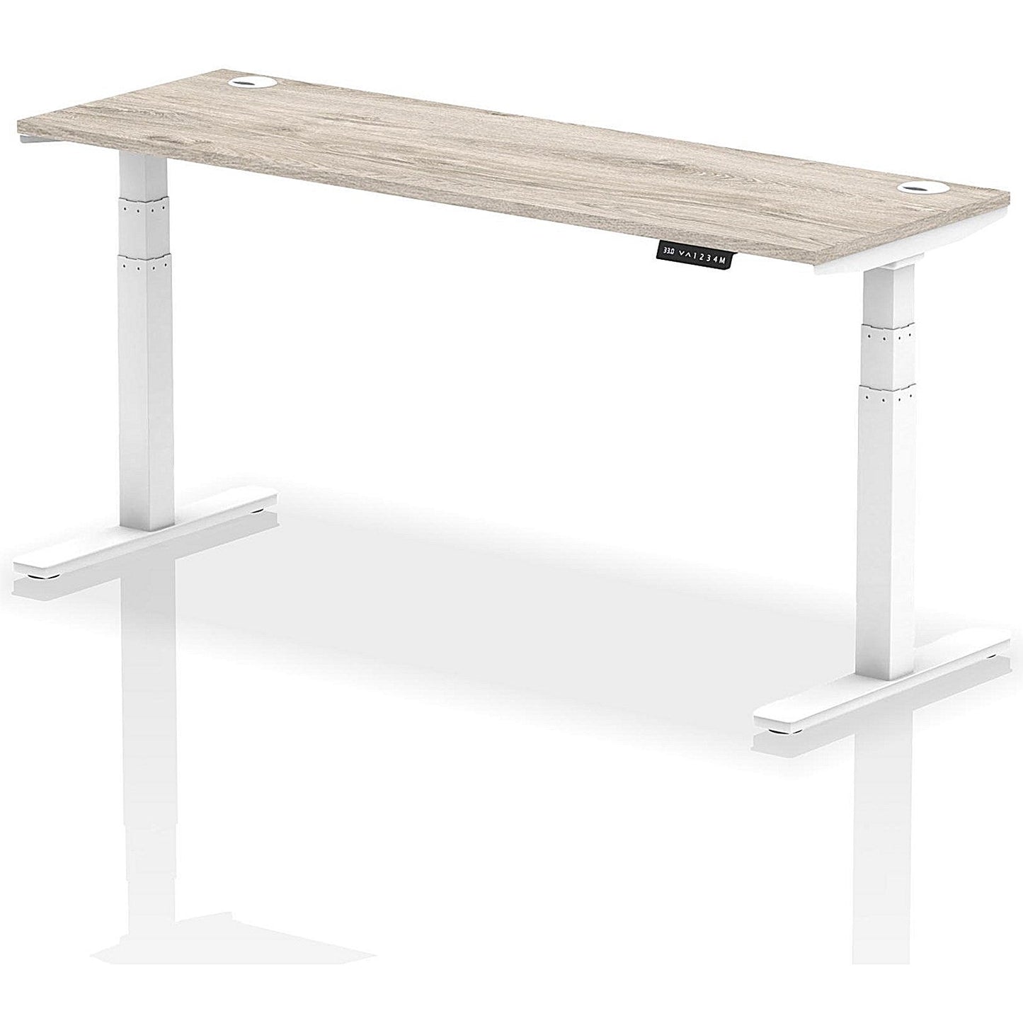 Air 1800mm Slim Rectangular Height-Adjustable Desk, White Leg, Grey Oak Easy2Order : HA01184