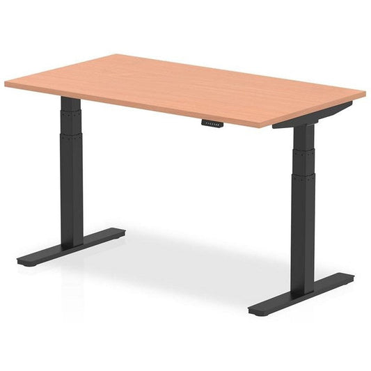Air 1400mm Rectangular Height Adjustable Desk, Black Leg, Beech Easy2Order : HA01186