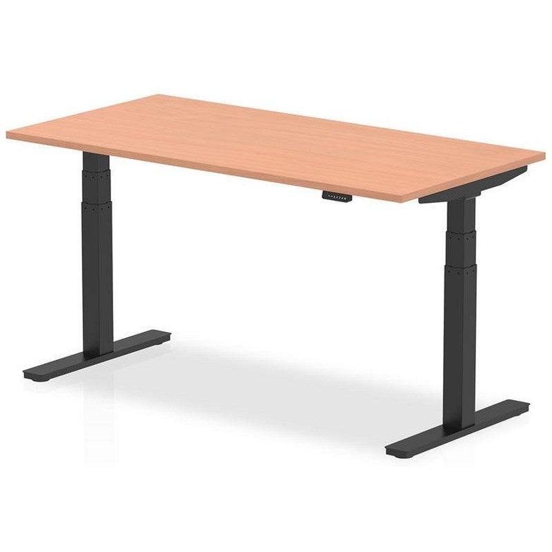 Air 1600mm Rectangular Height Adjustable Desk, Black Leg, Beech Easy2Order : HA01187