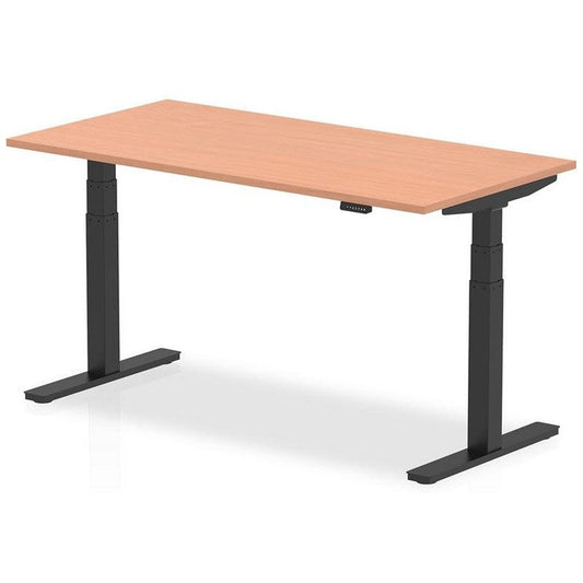 Air 1600mm Rectangular Height Adjustable Desk, Black Leg, Beech Easy2Order : HA01187