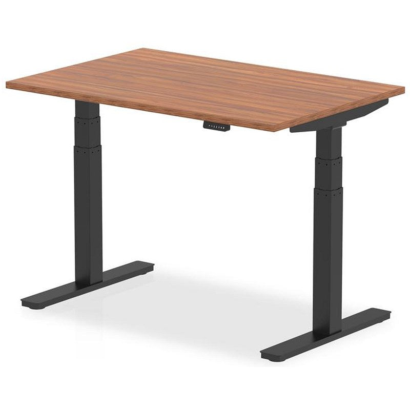 Air 1200mm Rectangular Height Adjustable Desk, Black Leg, Walnut Easy2Order : HA01189