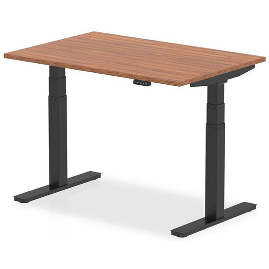 Air 1200mm Rectangular Height Adjustable Desk, Black Leg, Walnut Easy2Order : HA01189