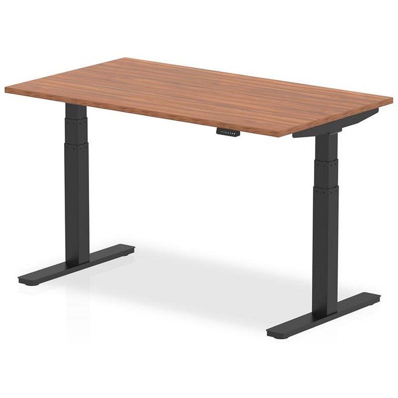 Air 1400mm Rectangular Height Adjustable Desk, Black Leg, Walnut Easy2Order : HA01190