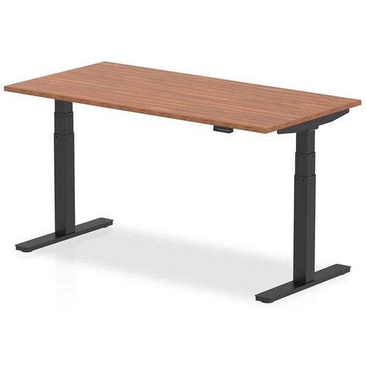 Air 1600mm Rectangular Height Adjustable Desk, Black Leg, Walnut Easy2Order : HA01191