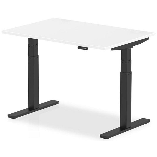 Air 1200mm Rectangular Height Adjustable Desk, Black Leg, White Easy2Order : HA01193