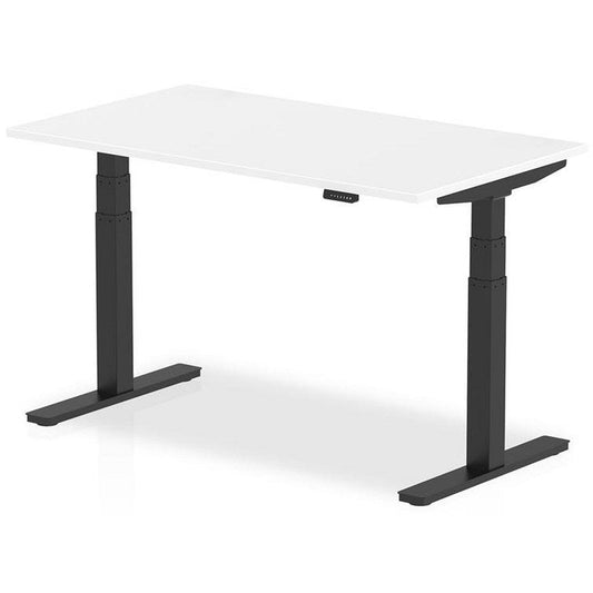 Air 1400mm Rectangular Height Adjustable Desk, Black Leg, White Easy2Order : HA01194
