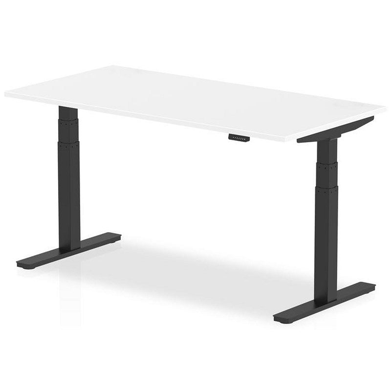 Air 1600mm Rectangular Height Adjustable Desk, Black Leg, White Easy2Order : HA01195