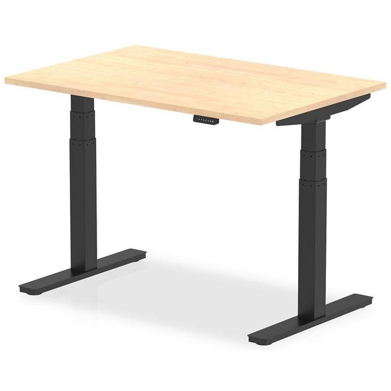 Air 1200mm Rectangular Height Adjustable Desk, Black Leg, Maple Easy2Order : HA01197
