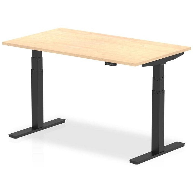 Air 1400mm Rectangular Height Adjustable Desk, Black Leg, Maple Easy2Order : HA01198