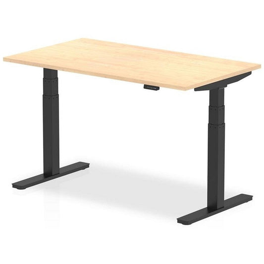 Air 1400mm Rectangular Height Adjustable Desk, Black Leg, Maple Easy2Order : HA01198