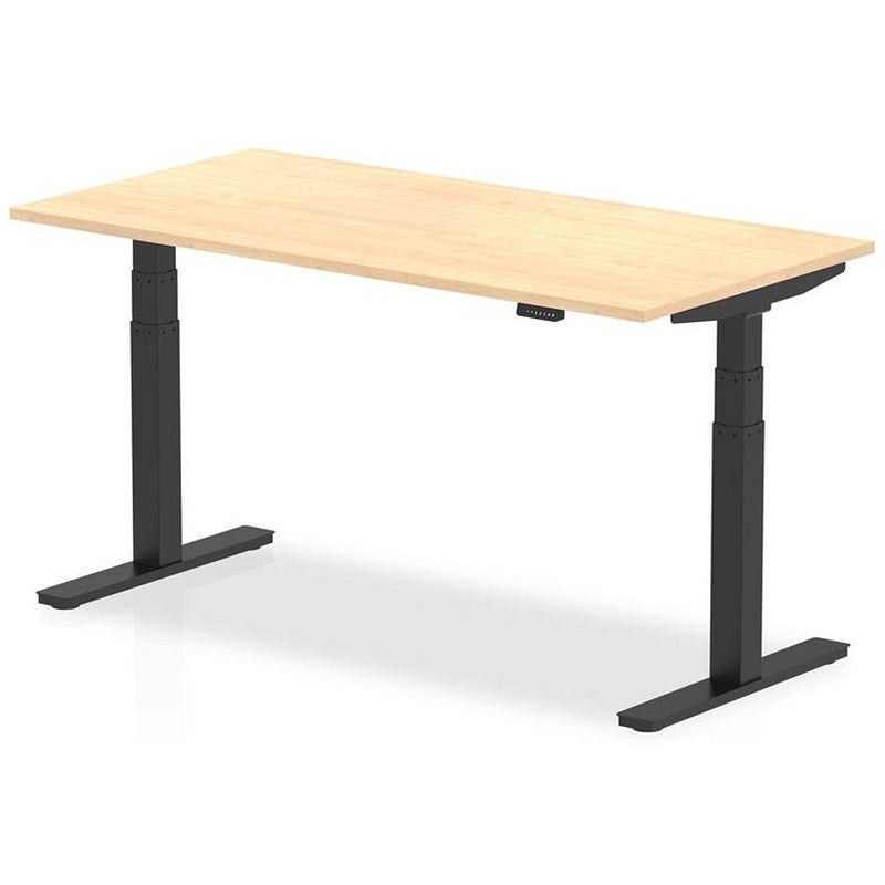 Air 1600mm Rectangular Height Adjustable Desk, Black Leg, Maple Easy2Order : HA01199