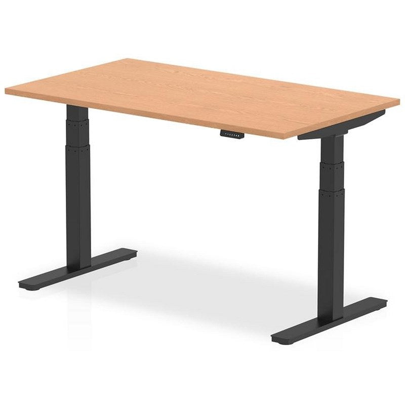 Air 1400mm Rectangular Height Adjustable Desk, Black Leg, Oak Easy2Order : HA01202
