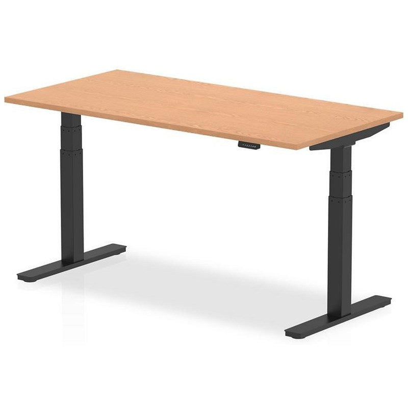 Air 1600mm Rectangular Height Adjustable Desk, Black Leg, Oak Easy2Order : HA01203