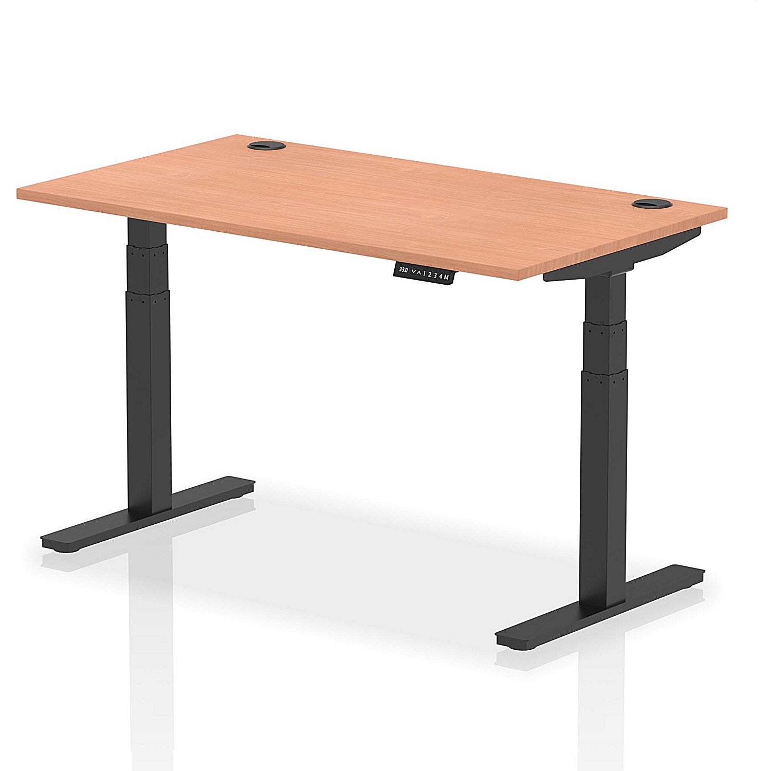 Air 1400mm Rectangular Height-Adjustable Desk, Black Leg, Beech Easy2Order : HA01206
