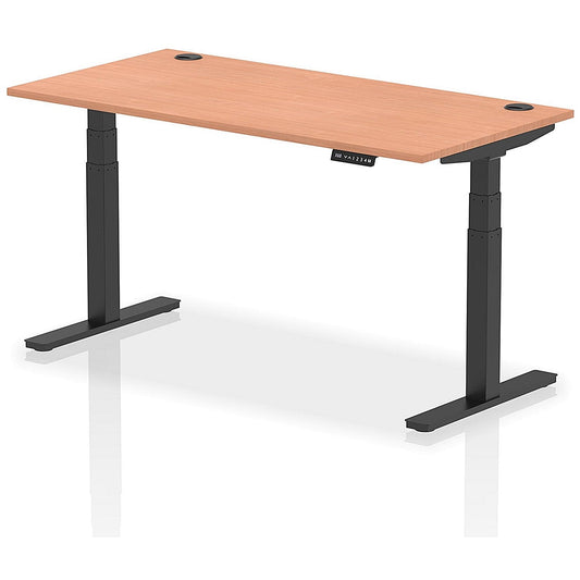Air 1600mm Rectangular Height-Adjustable Desk, Black Leg, Beech Easy2Order : HA01207