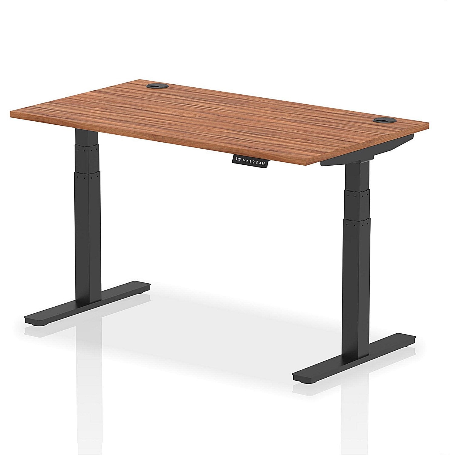 Air 1400mm Rectangular Height-Adjustable Desk, Black Leg, Walnut Easy2Order : HA01210