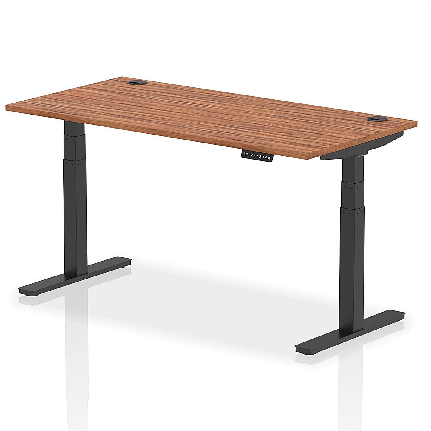 Air 1600mm Rectangular Height-Adjustable Desk, Black Leg, Walnut Easy2Order : HA01211