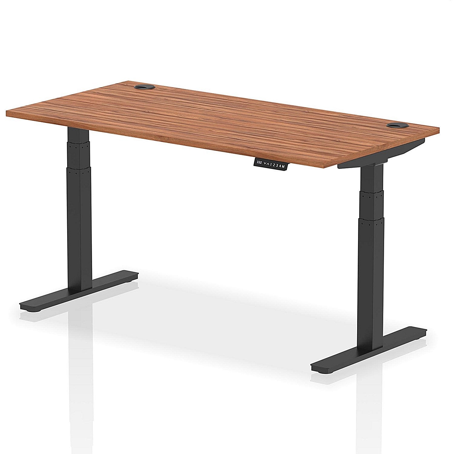 Air 1600mm Rectangular Height-Adjustable Desk, Black Leg, Walnut Easy2Order : HA01211