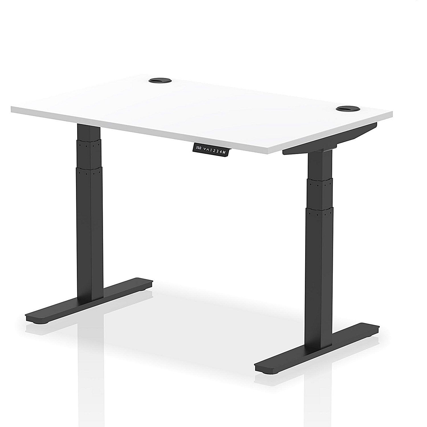 Air 1200mm Rectangular Height-Adjustable Desk, Black Leg, White Easy2Order : HA01213