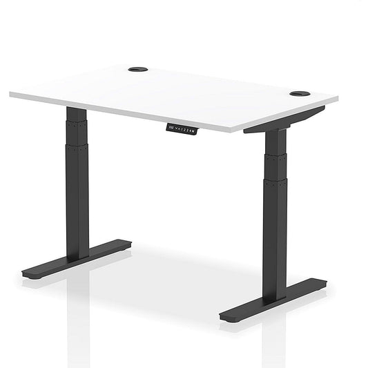 Air 1200mm Rectangular Height-Adjustable Desk, Black Leg, White Easy2Order : HA01213