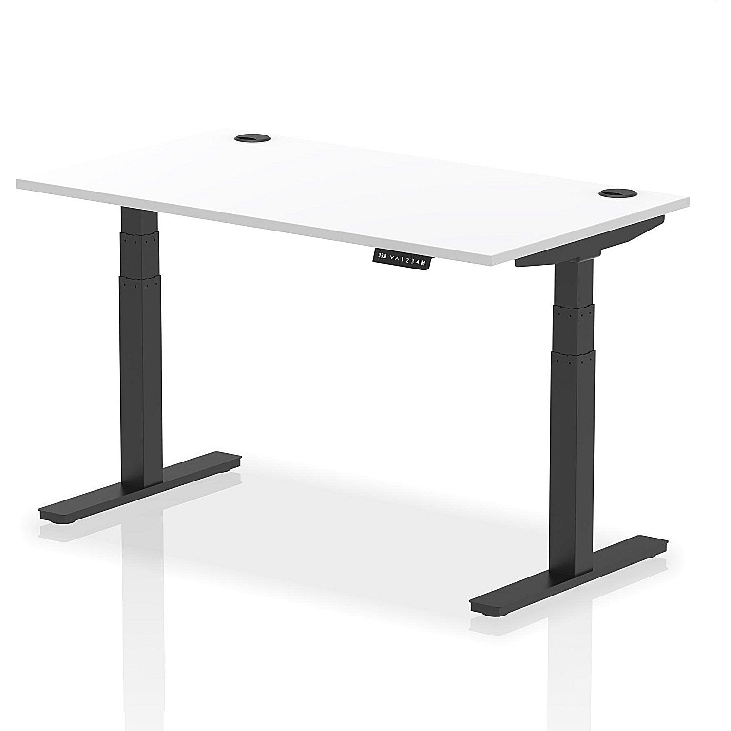 Air 1400mm Rectangular Height-Adjustable Desk, Black Leg, White Easy2Order : HA01214