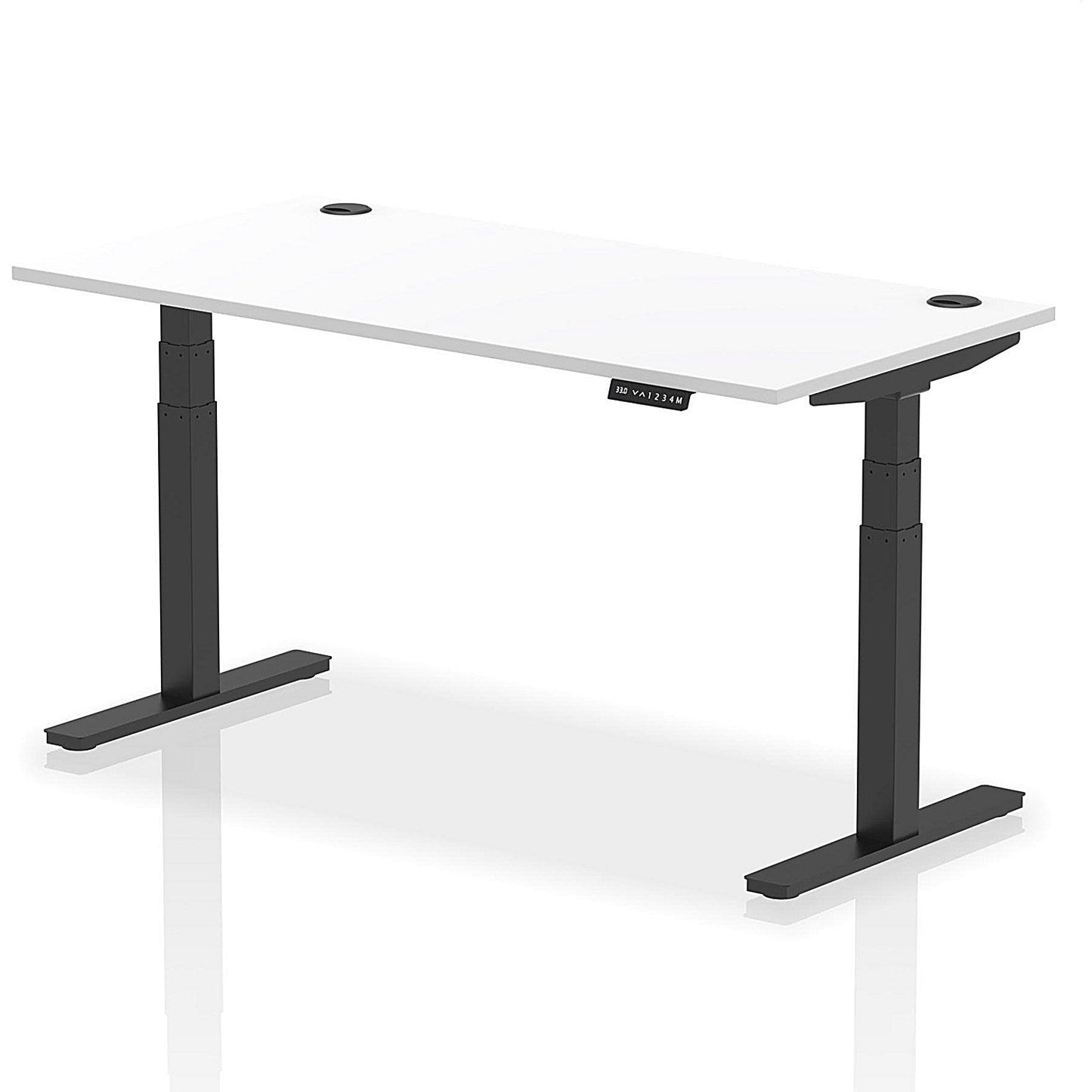 Air 1600mm Rectangular Height-Adjustable Desk, Black Leg, White Easy2Order : HA01215