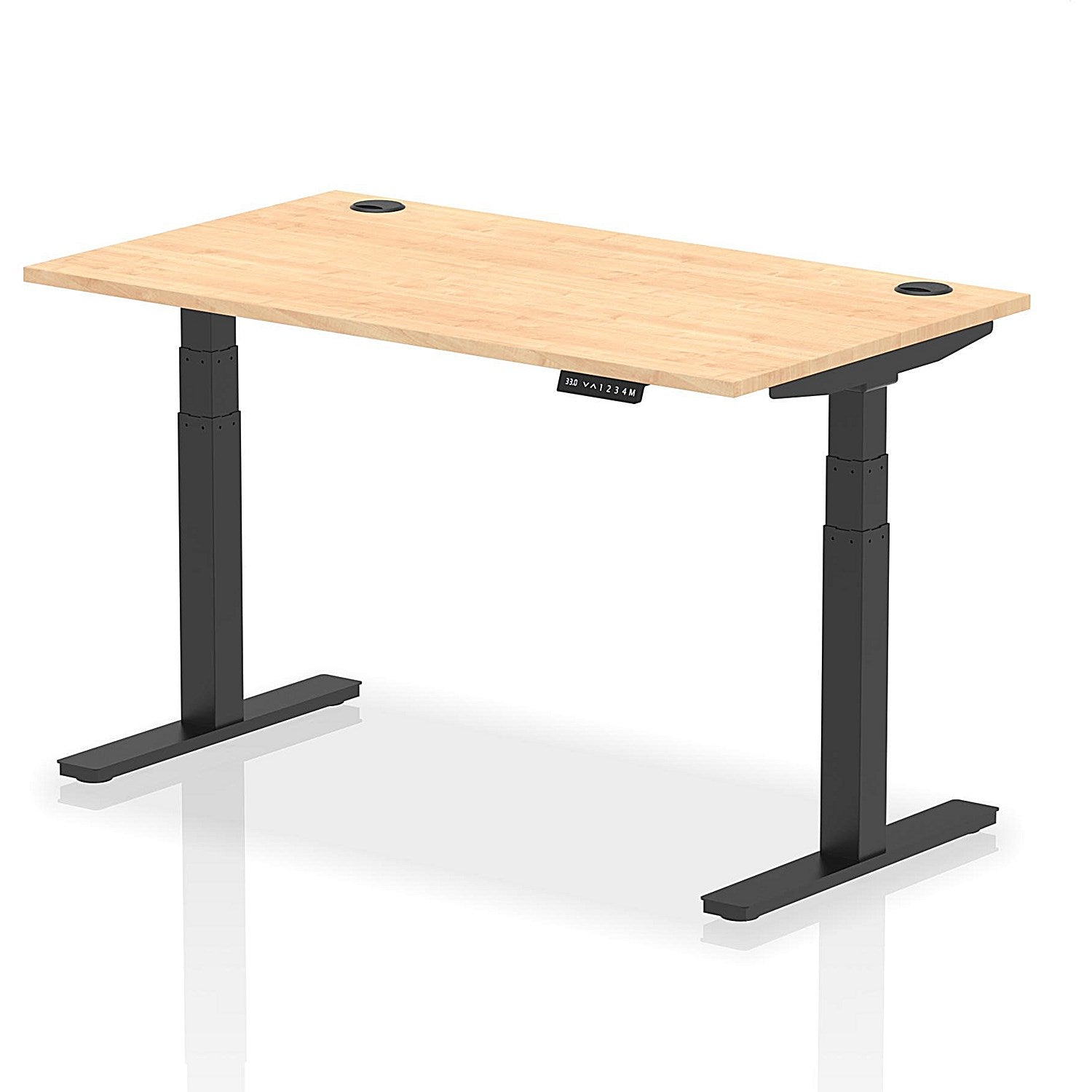 Air 1400mm Rectangular Height-Adjustable Desk, Black Leg, Maple Easy2Order : HA01218