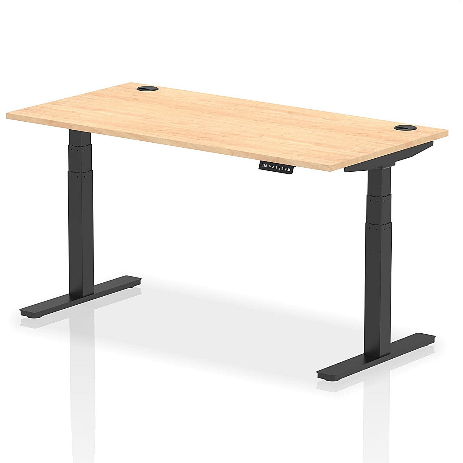 Air 1600mm Rectangular Height-Adjustable Desk, Black Leg, Maple Easy2Order : HA01219