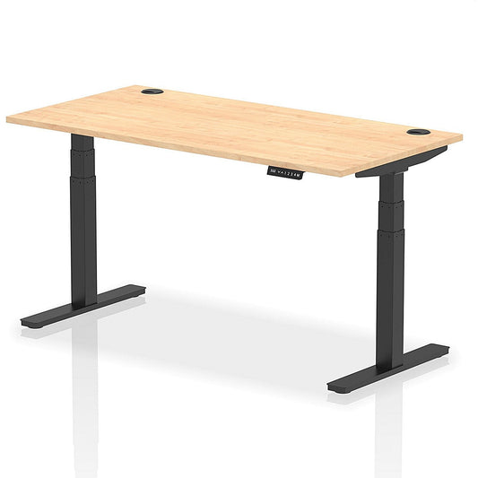 Air 1600mm Rectangular Height-Adjustable Desk, Black Leg, Maple Easy2Order : HA01219