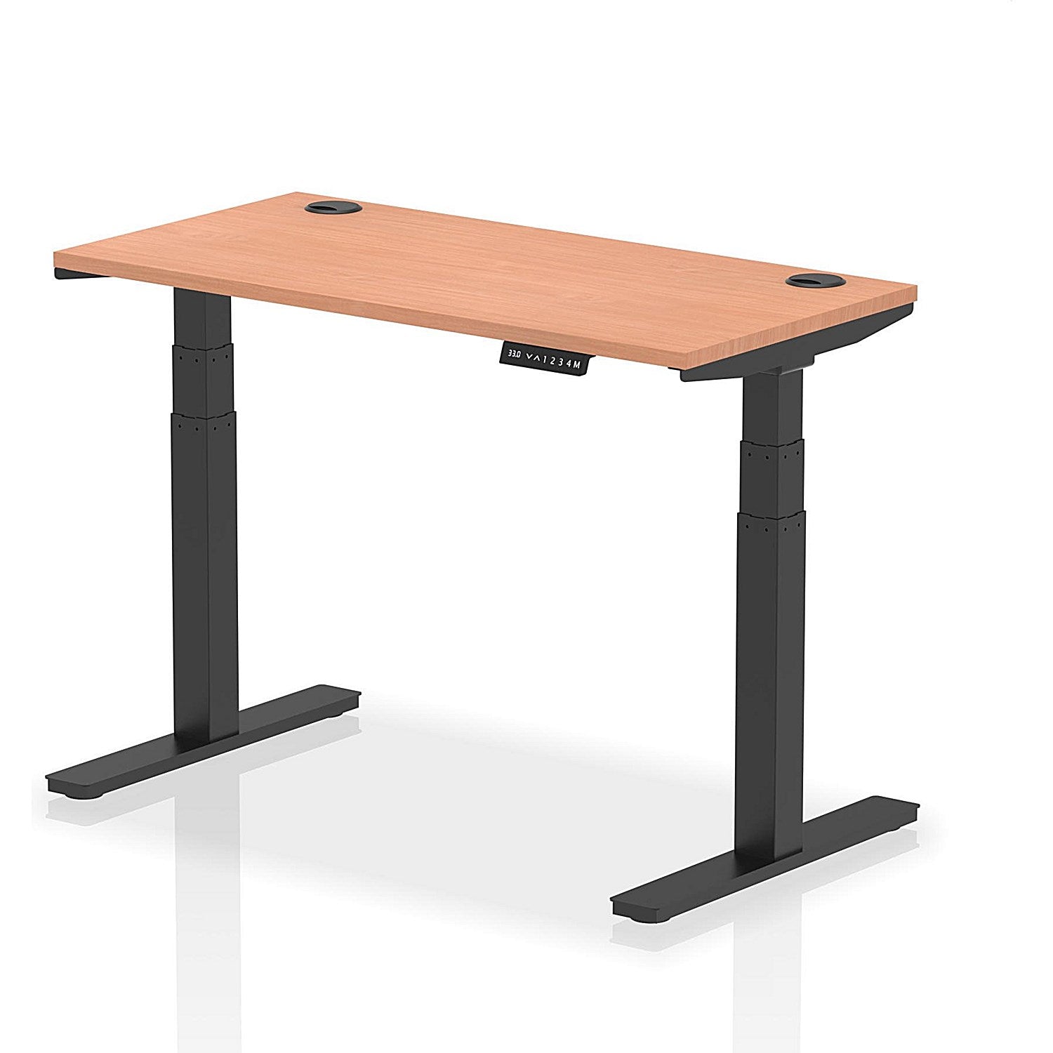 Air 1200mm Slim Rectangular Height-Adjustable Desk, Black Leg, Beech Easy2Order : HA01225