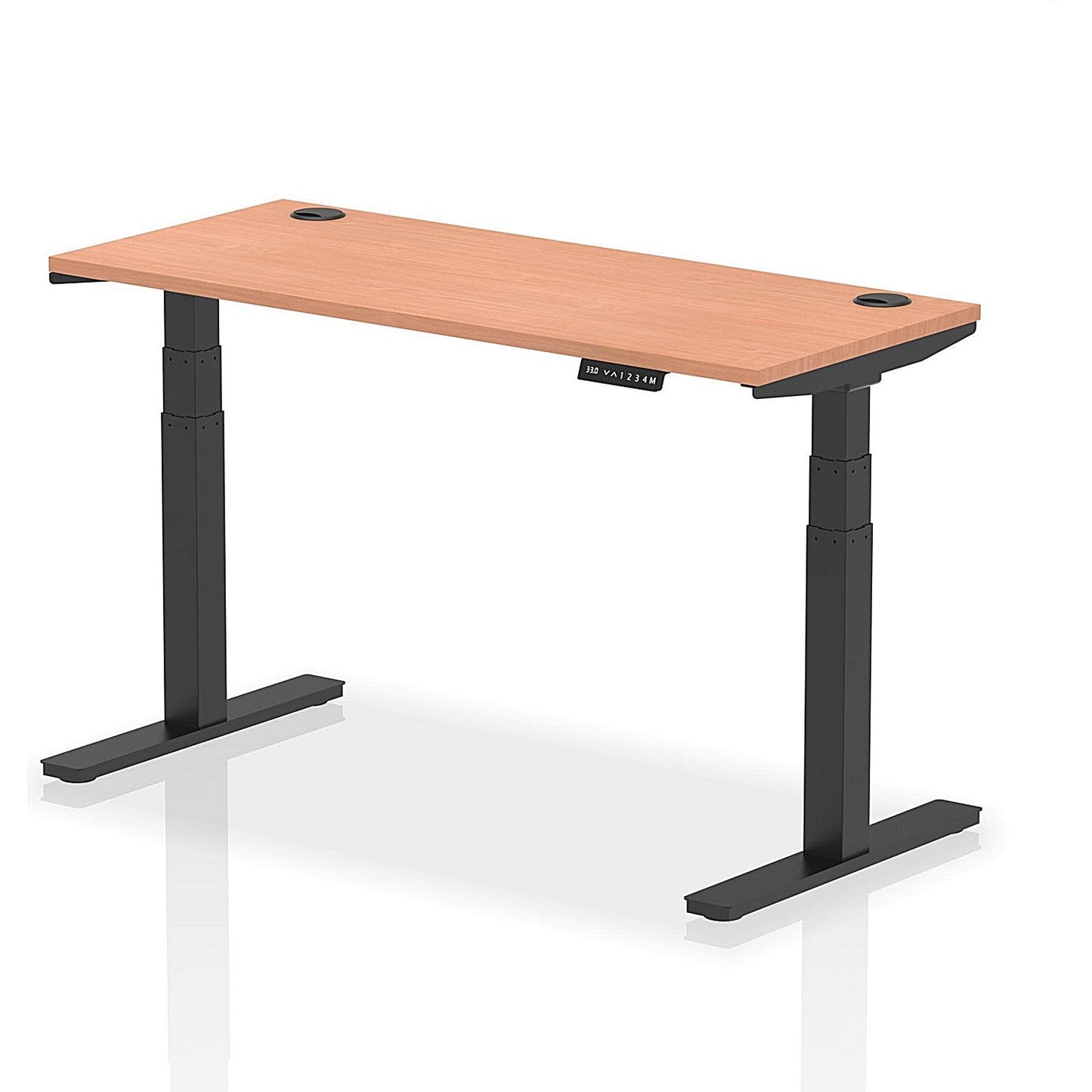 Air 1400mm Slim Rectangular Height-Adjustable Desk, Black Leg, Beech Easy2Order : HA01226