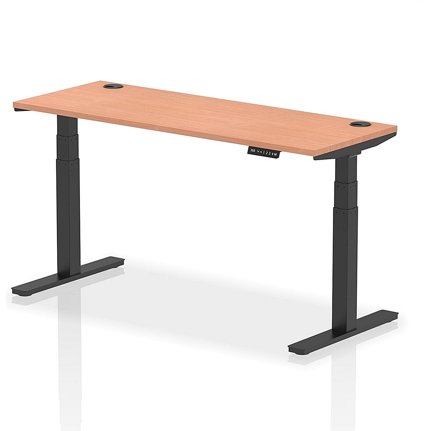 Air 1600mm Slim Rectangular Height-Adjustable Desk, Black Leg, Beech Easy2Order : HA01227