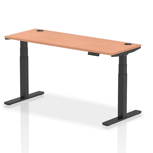 Air 1600mm Slim Rectangular Height-Adjustable Desk, Black Leg, Beech Easy2Order : HA01227