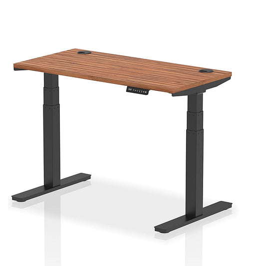 Air 1200mm Slim Rectangular Height-Adjustable Desk, Black Leg, Walnut Easy2Order : HA01229