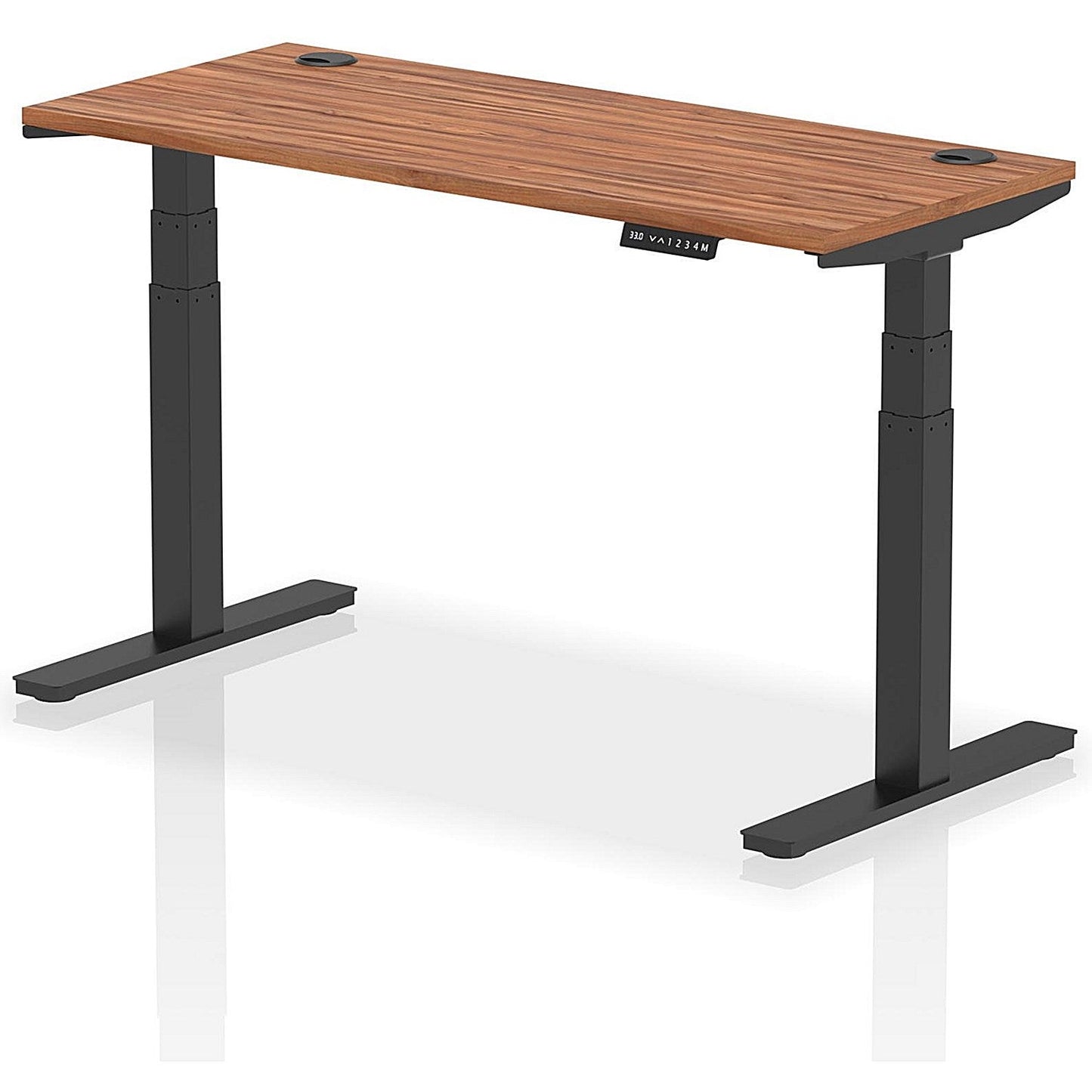 Air 1400mm Slim Rectangular Height-Adjustable Desk, Black Leg, Walnut Easy2Order : HA01230