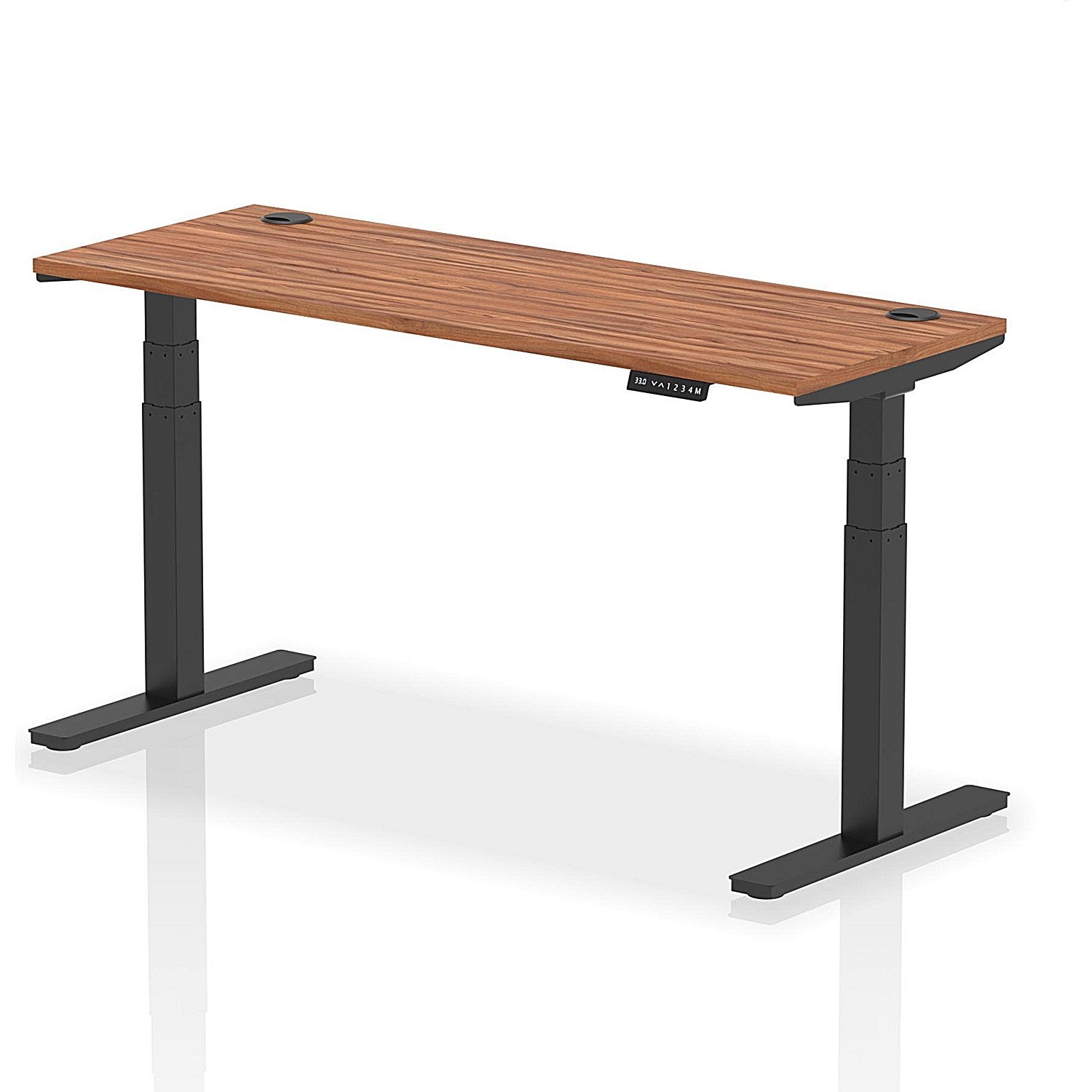 Air 1600mm Slim Rectangular Height-Adjustable Desk, Black Leg, Walnut Easy2Order : HA01231