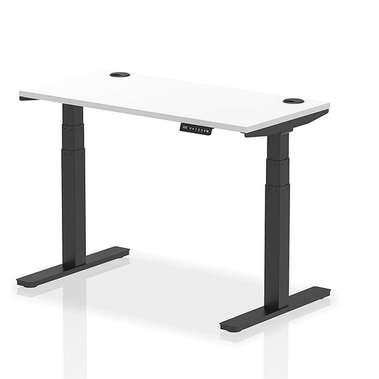 Air 1200mm Slim Rectangular Height-Adjustable Desk, Black Leg, White Easy2Order : HA01233