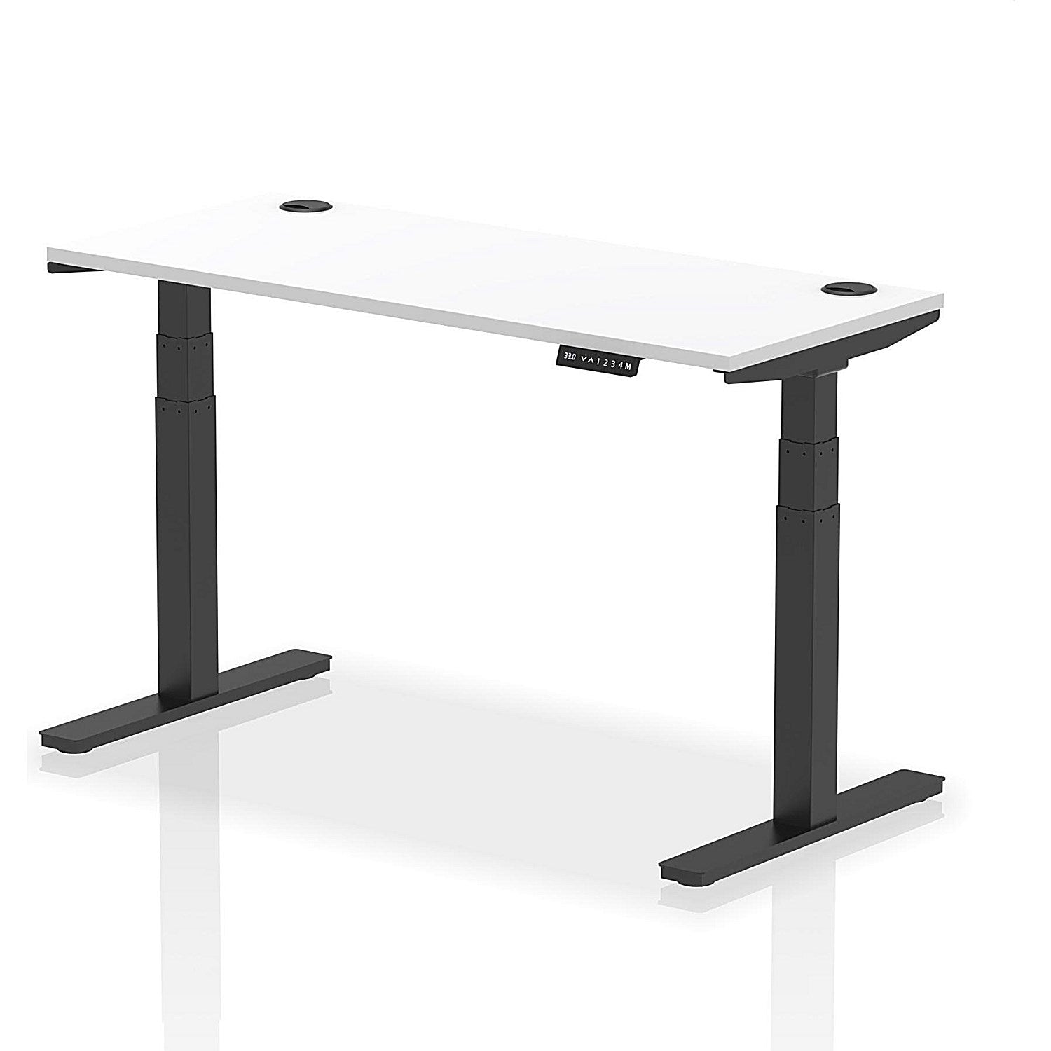 Air 1400mm Slim Rectangular Height-Adjustable Desk, Black Leg, White Easy2Order : HA01234