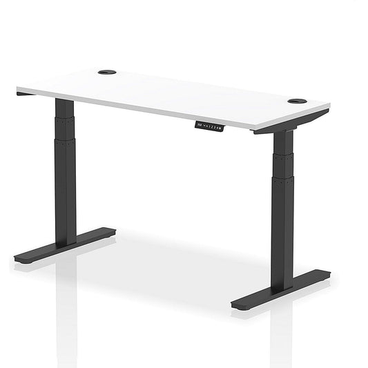 Air 1400mm Slim Rectangular Height-Adjustable Desk, Black Leg, White Easy2Order : HA01234
