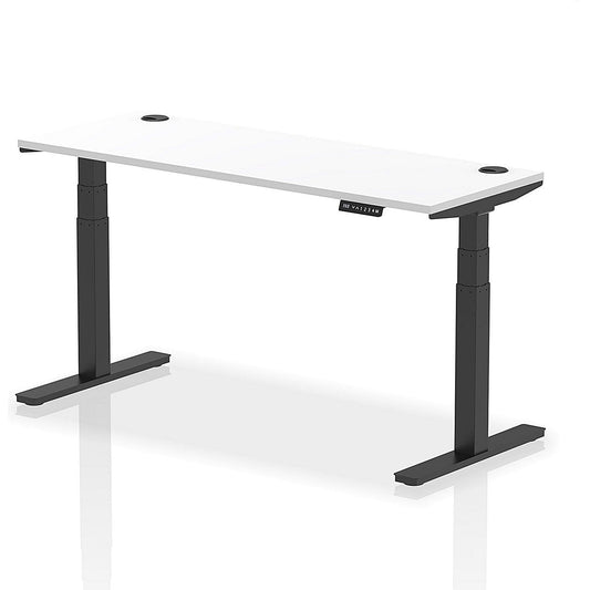 Air 1600mm Slim Rectangular Height-Adjustable Desk, Black Leg, White Easy2Order : HA01235