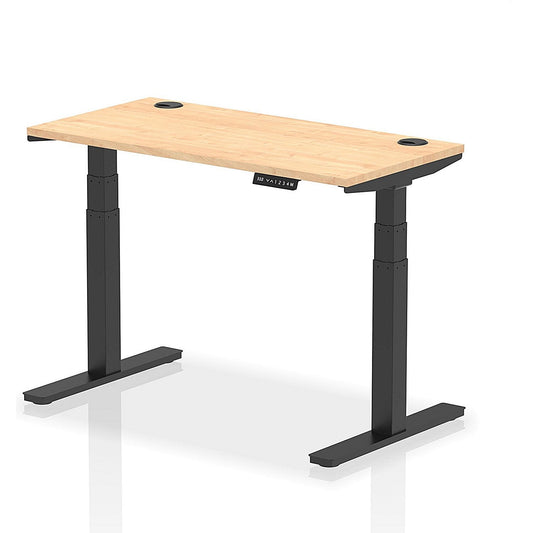 Air 1200mm Slim Rectangular Height-Adjustable Desk, Black Leg, Maple Easy2Order : HA01237