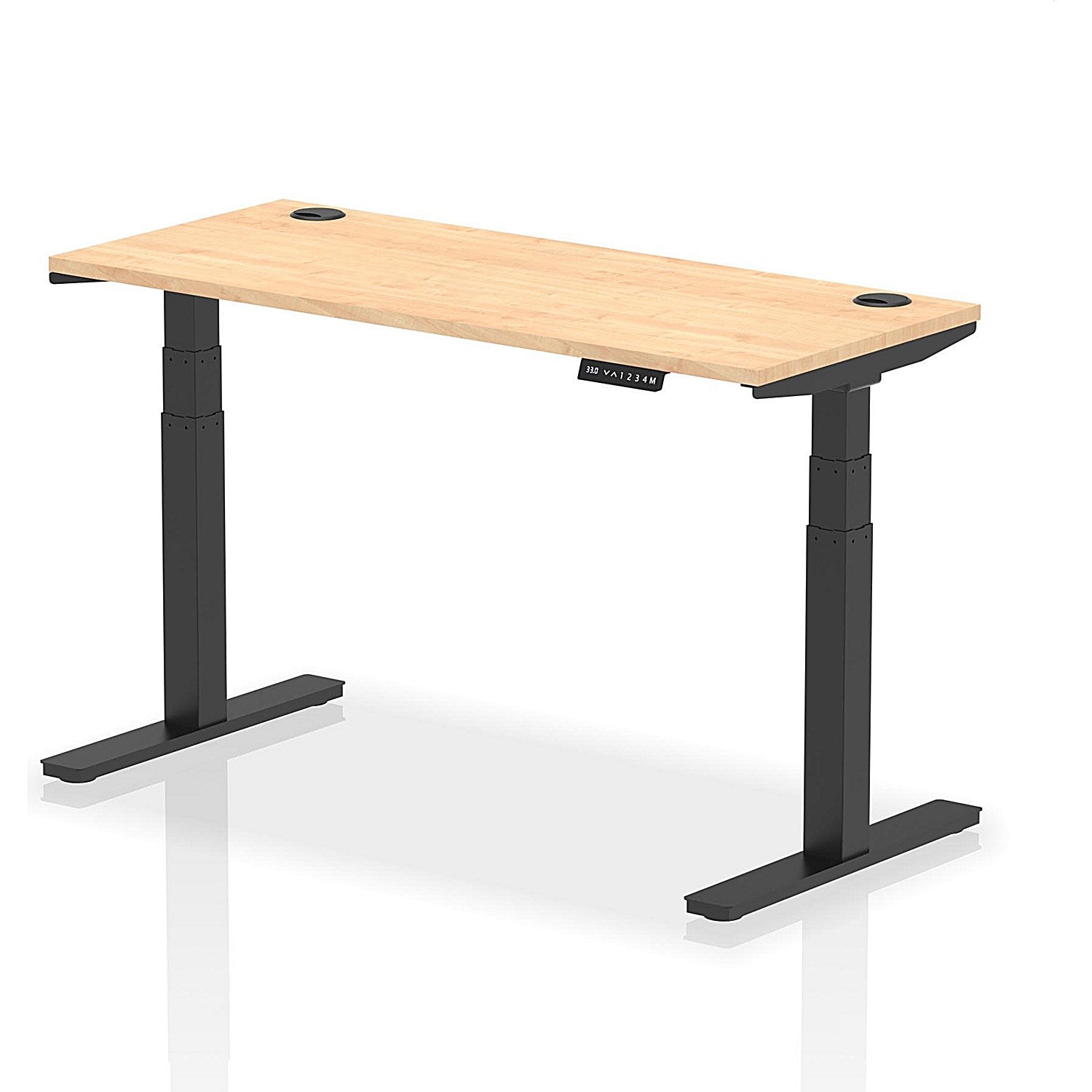 Air 1400mm Slim Rectangular Height-Adjustable Desk, Black Leg, Maple Easy2Order : HA01238