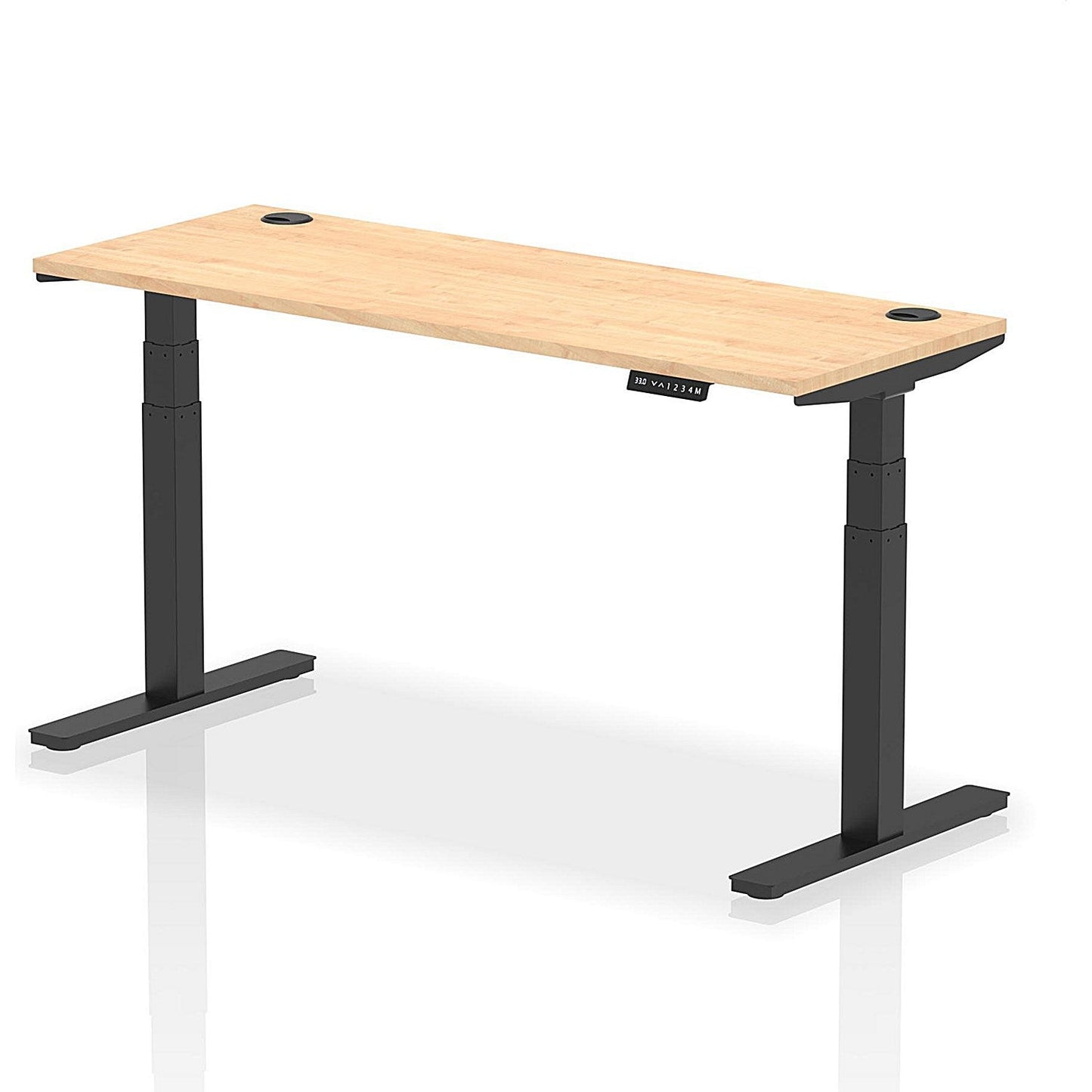 Air 1600mm Slim Rectangular Height-Adjustable Desk, Black Leg, Maple Easy2Order : HA01239