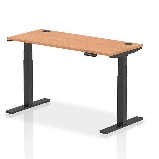 Air 1400mm Slim Rectangular Height-Adjustable Desk, Black Leg, Oak Easy2Order : HA01242